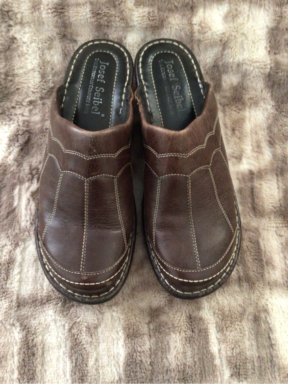 Josef Seibel Dark Brown Leather Mule Clogs - EU 41